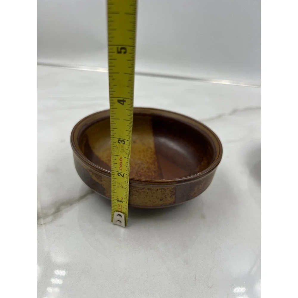 Iron Mountain Stoneware Roan Mountain Brown Bowl and Two Saucers Signed